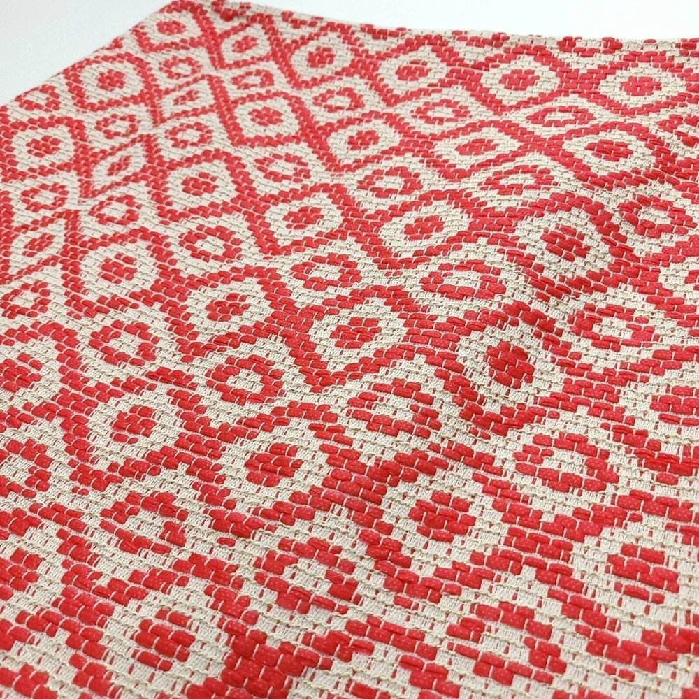Ann Taylor‎ Loft Skirt Women 10 Red White Metallic 100% Cotton Mini Geometric - Picture 3 of 10